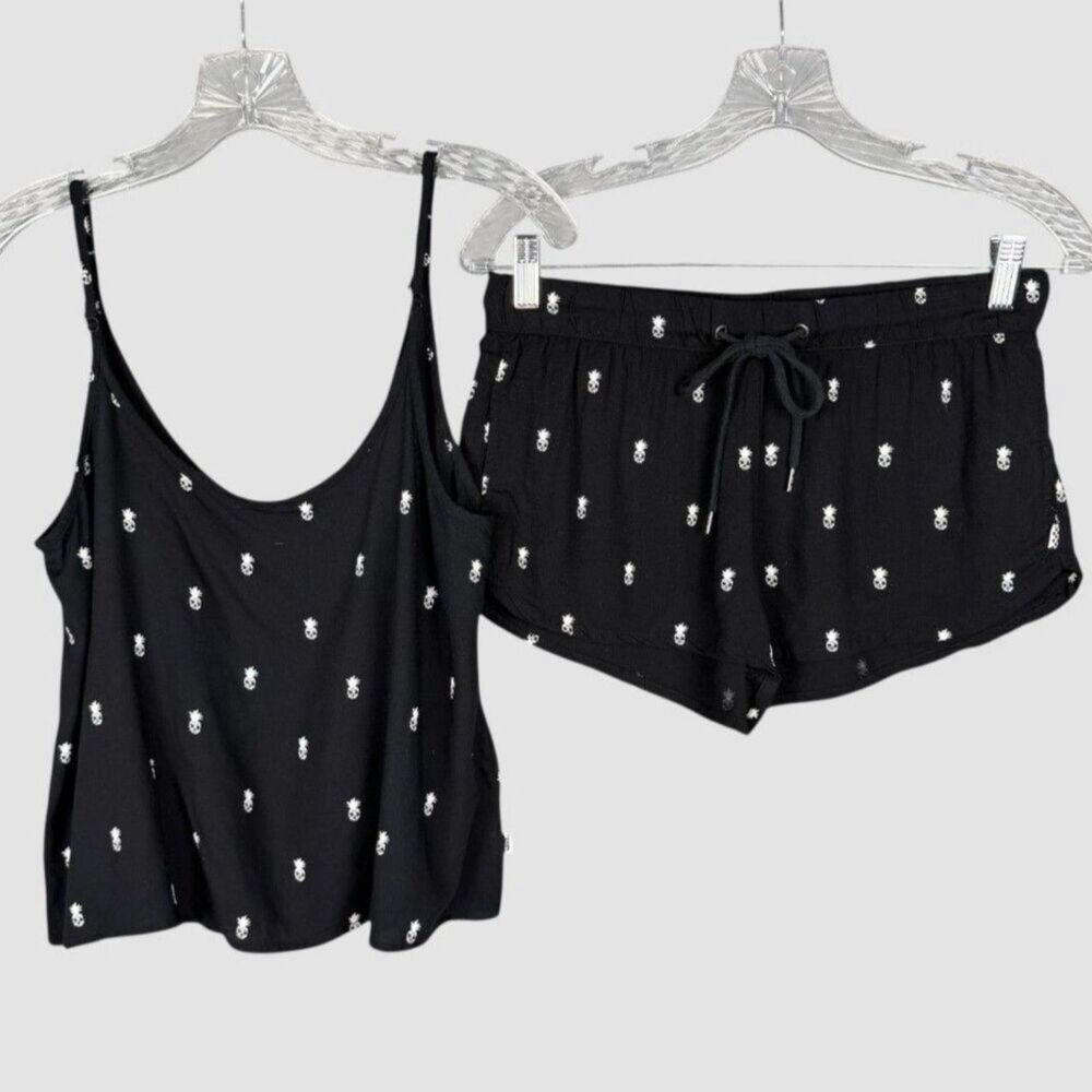 Vans Pineapple Skull Pajama Lounge Set Cami Shorts Black White XS S